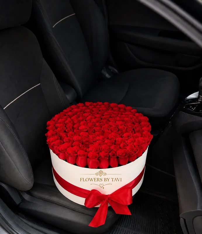 Luxury Rose Box — close-up of the rose arrangement in the gift box